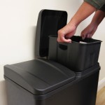 (Black) Large Double Foot Pedal Trash Can 60L, Double Compartment Recycling Bin